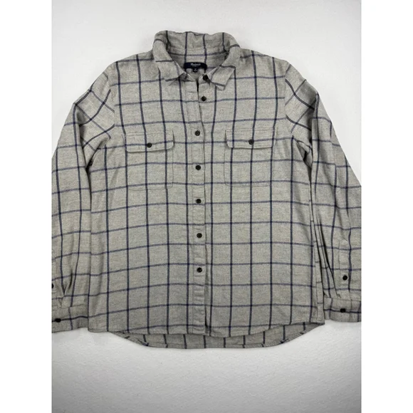 Madewell Women’s Medium Gray Plaid Cotton Wool Flannel Shirt Jacket - Picture 1 of 6